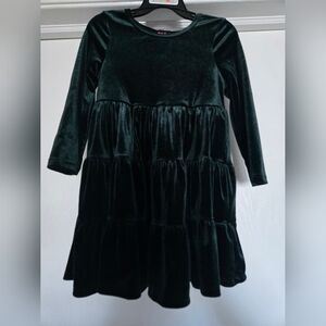 Toddler Holiday Green ruffled velvet dress size 3T
